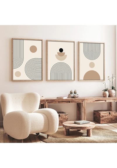 Huhuli Ahşap Çerçeveli 3 Lü Modern Tablo Huhu261