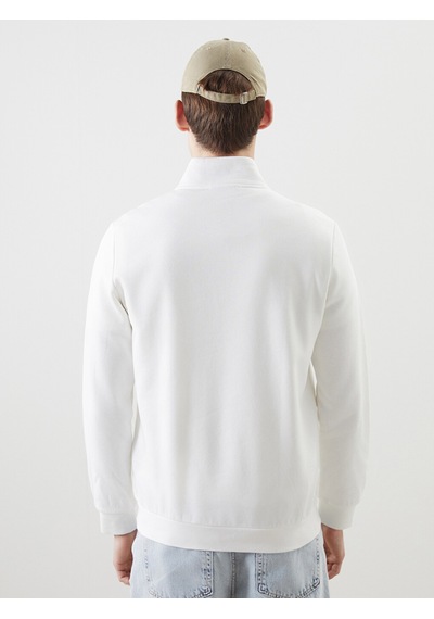 Lcwaıkıkı Classic Beyaz Dik Yaka Uzun Kollu Baskılı Erkek Sweatshirt