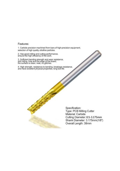 Titanyum Kaplı Tungsten Çelik Cnc Freze Pcb Kesici 1,1 - 2,0mm