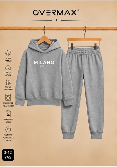 Overmax Milano Baskılı Kapüşonlu Çocuk Eşofman Takımı 3-12 Yaş Gri Üst-gri Alt - 918904440 Gri Üst-gri Alt Overmax Milano Baskılı Kapüşonlu Çocuk Eşofman Takımı 3-12 Yaş Gri Üst-gri Alt - 918904440 Gri Üst-gri Alt