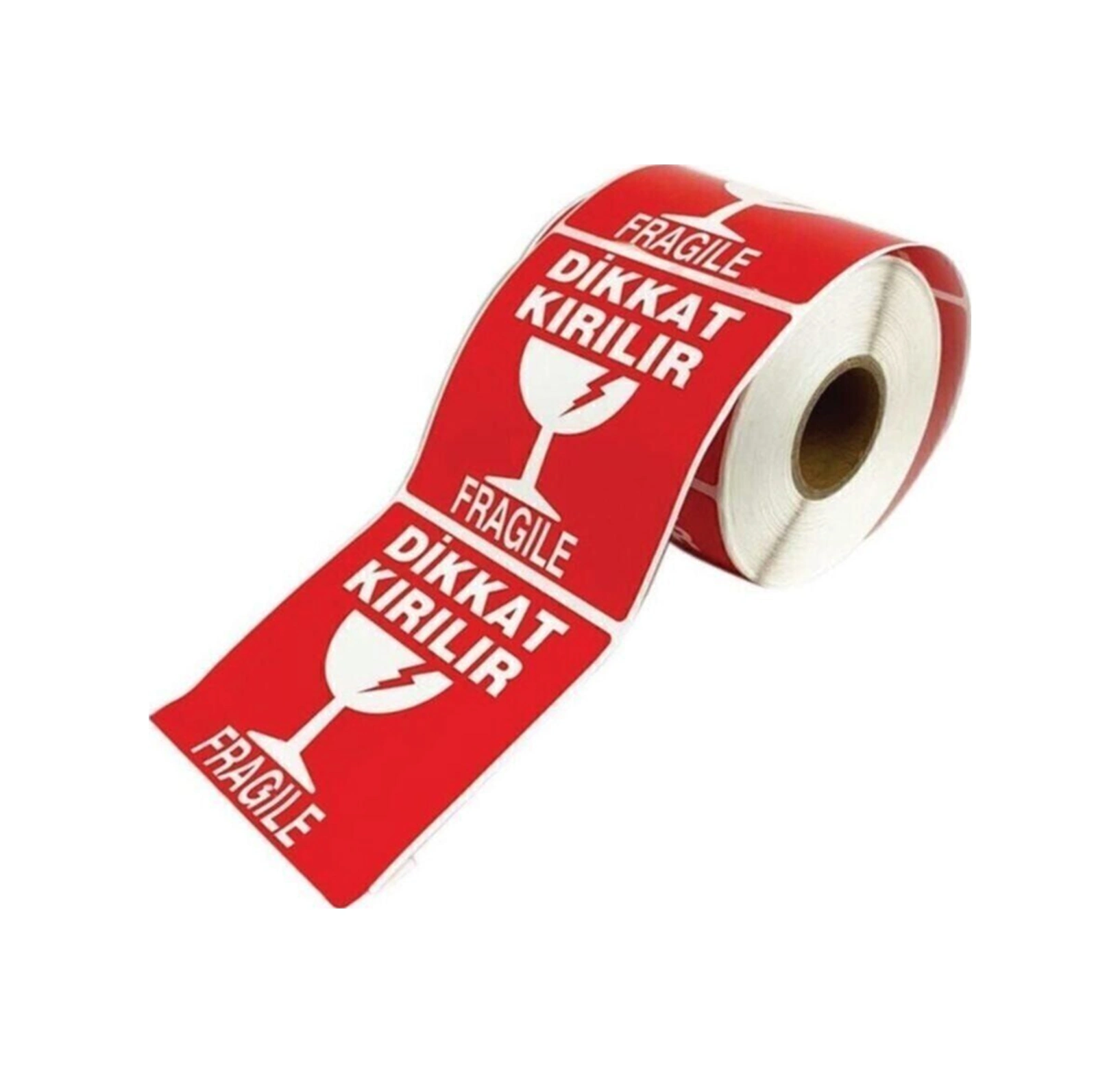 Kırmızı Dikkat Kırılır Etiketi 100x100 Mm 500'lü 1 Rulo Diğer