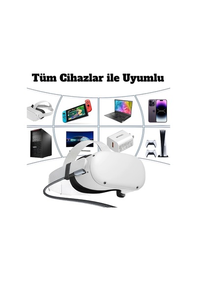 Cosmostech Oculus Quest 1/2 Uyumlu USB 3.2 To Type-C Data Aktarım ve Şarj Kablosu 3 Metre