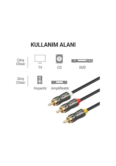 Veggieg 3 Rca To 3 Rca Ses Ve Görüntü Kablosu 5 Metre