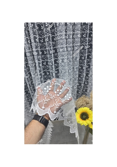 Tül Perde Kırık Beyaz Ekru Çiçek Desenli İşlemeli Salon Mutfak Kısa Petek Üstü Kırışmaz Sık Pileli Kırık Beyaz Ekru Tül Perde Kırık Beyaz Ekru Çiçek Desenli İşlemeli Salon Mutfak Kısa Petek Üstü Kırışmaz Sık Pileli Kırık Beyaz Ekru