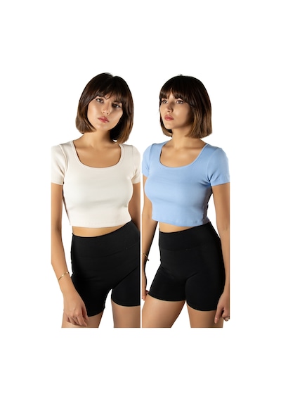Terapi Men 2'li Paket Mavi Krem Havuz Yaka Fitted/vücuda Oturan Kısa Kol Crop Tişört Mavi Krem Terapi Men 2'li Paket Mavi Krem Havuz Yaka Fitted/vücuda Oturan Kısa Kol Crop Tişört Mavi Krem