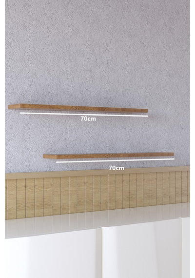 Yankı-BYEG 2li 70 cm Safir Meşe Mdf Duvar Rafı Gizli Bağlantı Kitaplık