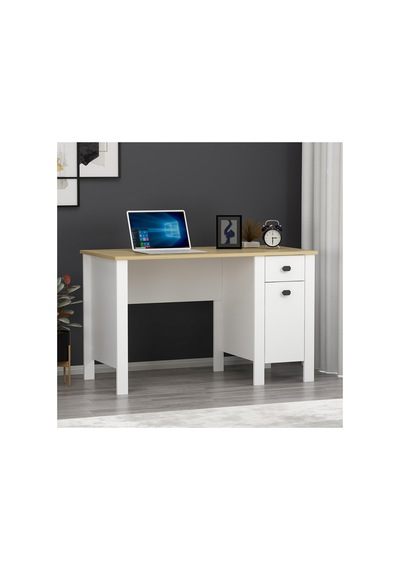 Verona Çalışma Masası - Beyaz / Safir Meşe Beyaz / Meşe