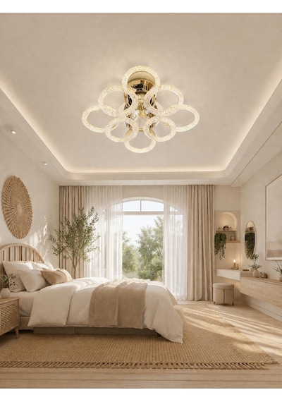 Daire 4+4'lü Ledli Gold Avize Altın - Gold