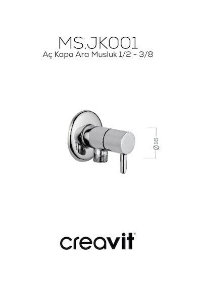 Creavit MS.JK001 Aç Kapa Ara Musluk 1/2 - 3/8 Krom