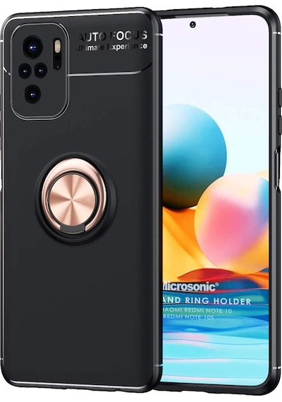 Microsonic Xiaomi Redmi Note 10S Kılıf Kickstand Ring Holder