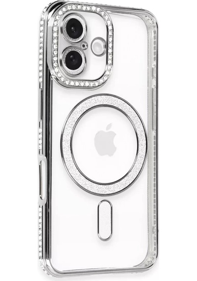 Newface Apple İphone 16 Plus Kılıf Joke Simli Magneticsafe Kılıf - Gri