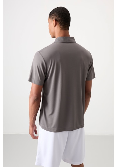Koyu Gri Polyester Nefes Alan Dokulu İnce Esnek Standart Fit Polo Yaka Erkek Performans T-shirt - 8 Koyu Gri Koyu Gri Polyester Nefes Alan Dokulu İnce Esnek Standart Fit Polo Yaka Erkek Performans T-shirt - 8 Koyu Gri