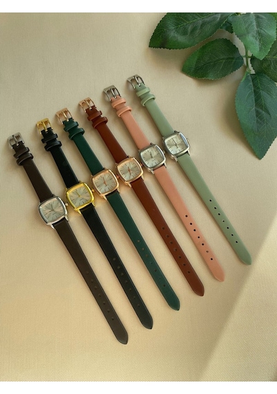 Rub061 25 Mm Rubsey Retro Minimal Deri Kordon Vintage Kadın Kol Saati Siyah