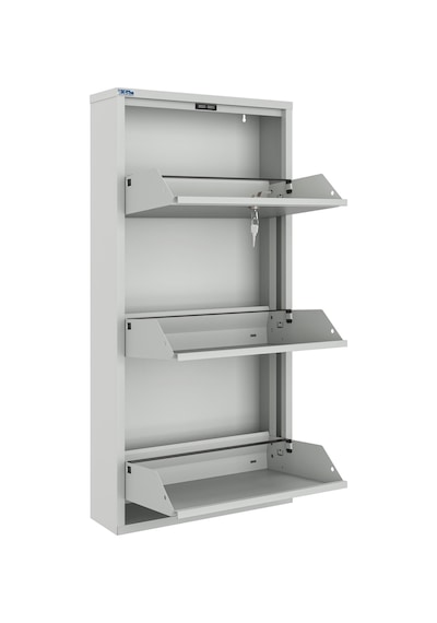 Ceha Kilitli 3'lü Metal Ayakkabılık - Gri K.AYK-3/P7035/KL