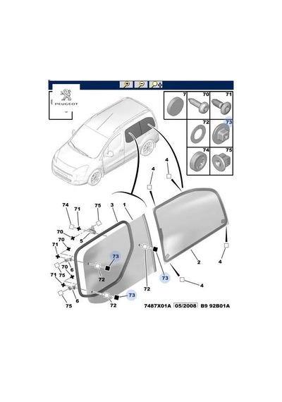 Yan Cam Bağlanti Somunu Partner Tepee Peugeot 8573.79