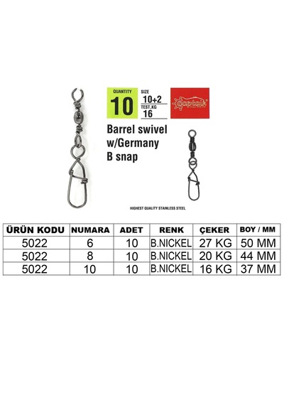 Captain 5022 Germany Klips 10lu Paket Black Nikel Standart - 8+3