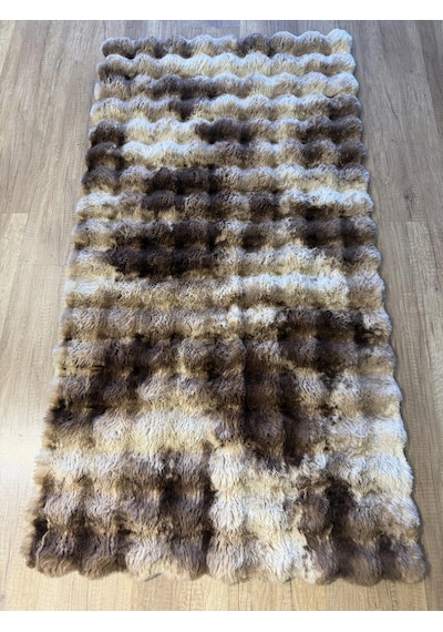 Hoom Rugs Rabbit 420 Multi Kahve Çift Renkli Peluş Halı Çok Renkli