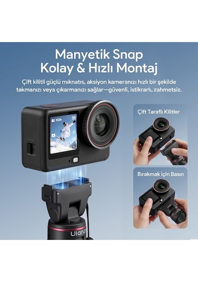 Ulanzi Mt99 Manyetik Mini Tripod Selfie Çubuğu Action 6 Ve Nano Uyumlu - S079 Siyah