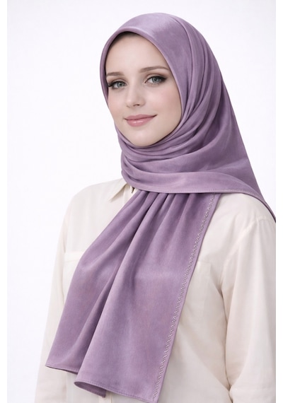 Mim Eşarp Mısırlı Eşarpları Taşlı Jan Jan Abiye Şal 75x190 Cm Lila