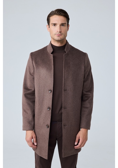 Danger Erkek Relaxed-fit Premium Yün Kaşe Kaban Kahverengi 4351dngr