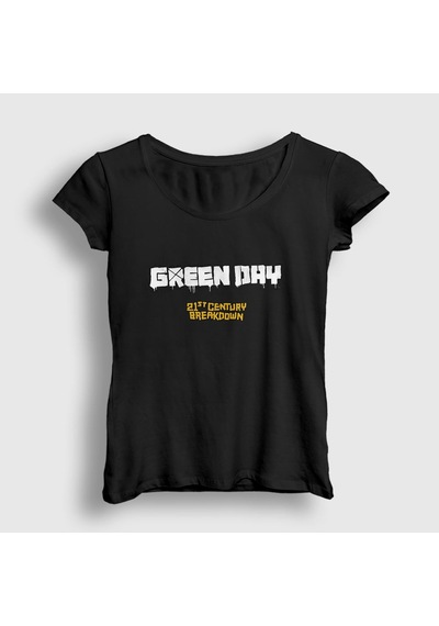 Presmono Kadın Breakdown Green Day T-shirt Siyah
