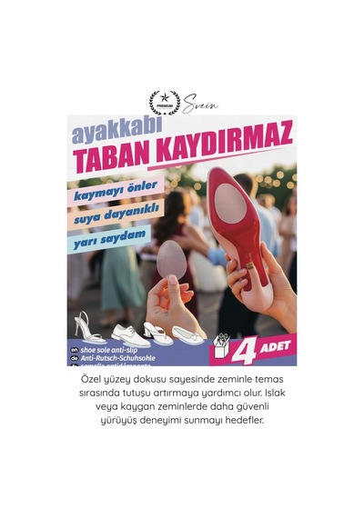 Tabanbandı Ayakkabı Taban Kaydırmaz Ped 4 Adet Şeffaf Yapışkanlı Topuklu Stiletto Babet Kösele Sert