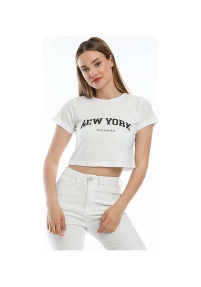Kadın Newyork Baskılı Tişort Spr21y15 001