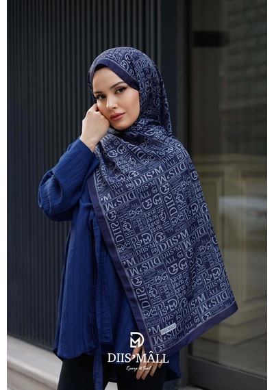 Mimiyum Desenli Özel Premium Soft Şal Lacivert