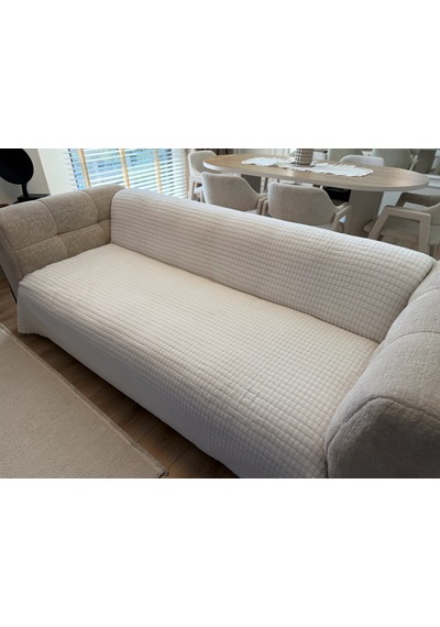 Kare Desen Süngerli Wellsoft Koltuk Örtüsü 170x215 Cm Krem