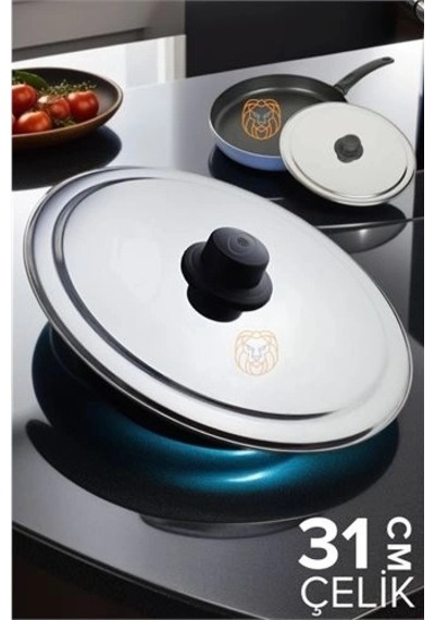 Mey İthalat 31 Cm Kızartma Tavası Kapağı Çelik Żelazny Design 719802 Çok Renkli