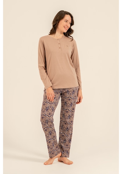 Arnetta 3770 Modal Pamuk Yumuşak Dokulu Uzun Kol Battal Büyük Beden Kadın Pijama Takımı Vizon Arnetta 3770 Modal Pamuk Yumuşak Dokulu Uzun Kol Battal Büyük Beden Kadın Pijama Takımı Vizon