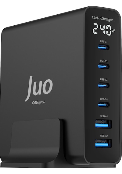 Juo 240W Gan PD 3.1 Masaüstü Hızlı Şarj Cihazı 4 Type-C + 2 Usb-A iPhone & Apple Uyumlu MacBook & Laptop Şarj Aleti