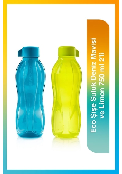 Eco Şişe Suluk Deniz Mavisi Ve Limon 750 Ml 2'li Mavi-sarı
