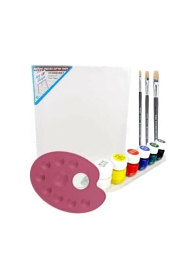 35x50 Cm Resim Tuvali Boyama Başlangıç Seti - Akrilik Boya Fırça Palet Tuval Set Tv.s Nocolor-c Standart