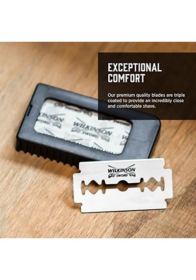 Erkekler İçin Çift Kenarlı Jilet 5 Çift Kenarlı Jilet Yedeği Premium Uzun Metal Sap, Üçlü Kaplamalı Paslanmaz Çelik Bıçaklar, Klasik Tıraş Deneyimi