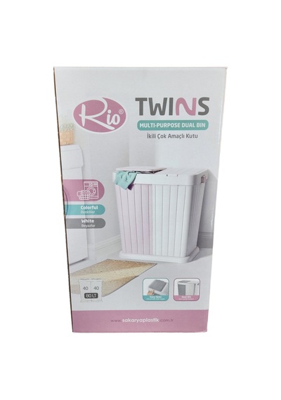 Twins Yeni Nesil Çamaşır Sepeti 2 Bölmeli Yeşil
