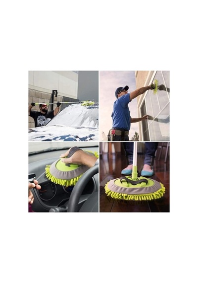 Mikrofiber Çok Fonksiyonlu Uzun Sopalı Oto Araba Araç Yıkama Temizleme Fırçası Mopu