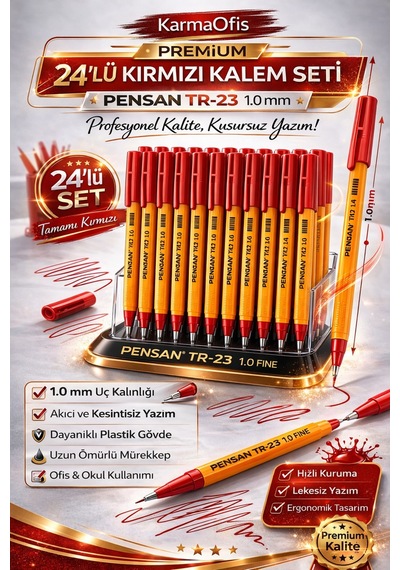 Tr-23 1.0 Mm Kırmızı 24'lü Tükenmez Kalem Kırmızı24