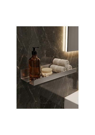 Yapışkanlı / Vidalı Banyo Mutfak Rafı - Su Tahliyeli Ve Lif Askılı Organizer Mat Siyah