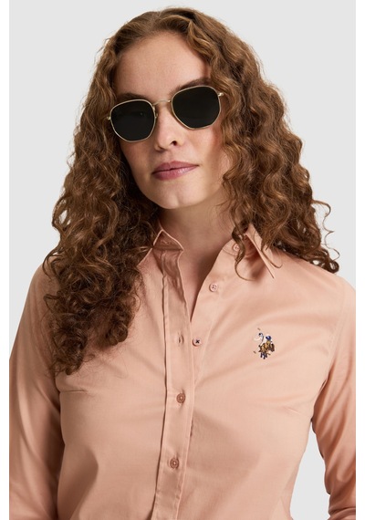 U.S. Polo Assn. Kadın Pembe Uzun Kollu Basic Gömlek 50329503 Vr172 Rose Gold