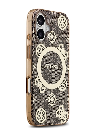 Apple Uyumlu iPhone 17 Kılıf Guess Lisanslı M-safeli Iml Peony Ve 4g Desenli Klasik Logolu Kahverengi Kahverengi