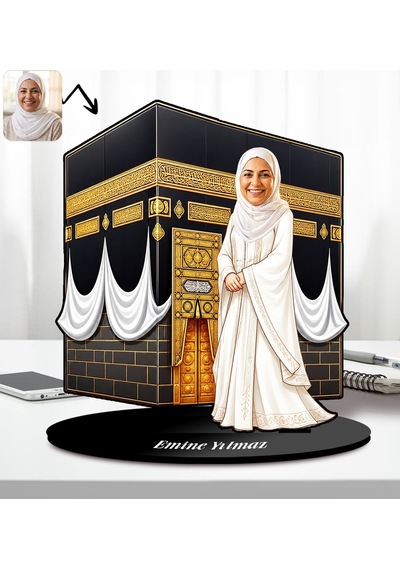 Bk Gift Kişiye Özel Kadın Hac-umre Kabe Ziyaret Tasarımlı Karikatür Biblo