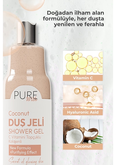 Vitamin Topçuklu Hindistan Cevizi Özlü Nemlendirici Duş Jeli 2x400 Ml Hindistan Cevizi