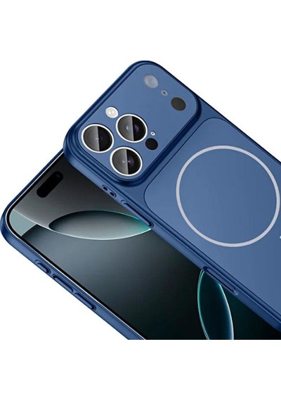 İphone 15 Pro Max Uyumlu Ag Glass Koruyucu Kılıf İphone 17 Pro Max Görünümlü Lacivert