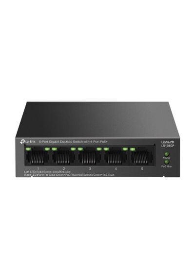 Tp-lınk Ls105gp, Green Tech, 5 Port, Gigabit, 4 Port Poe 65w, Metal Kasa, Yönetilemez, Masaüstü Switch