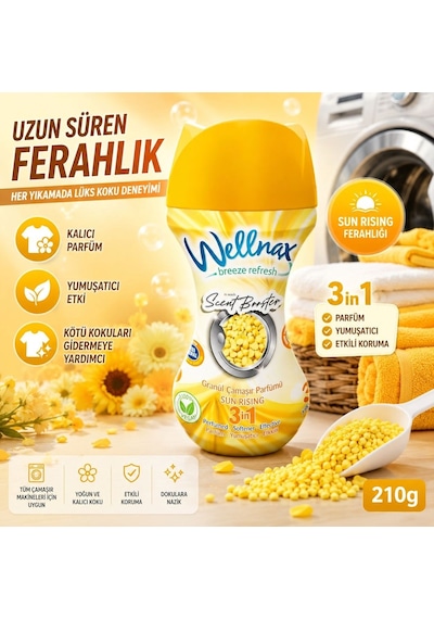 Granül Çamaşır Parfümü Sun Rising 210 Gr 3 Ü 1 Arada Çamaşır Koku Boncukları, Parfüm Ve Yumuşatıcı Etkili Scent Booste Diğer