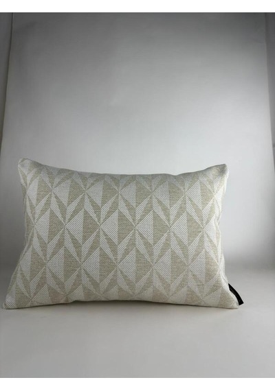 Krem Bej Geometrik Desenli Keten Kırlent Kılıfı 35x50 Cm Premium Collection Krem - Bej