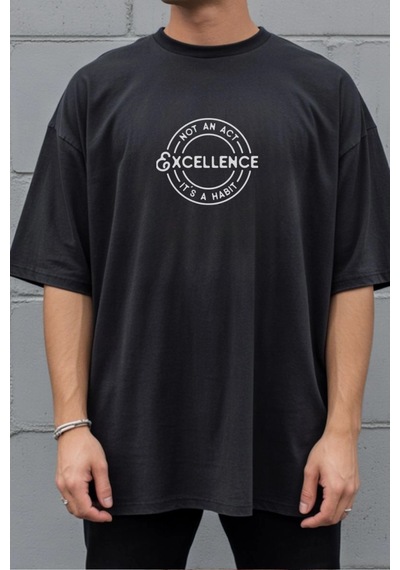 Freedom Store Unisex Oversize 24/1 Penye Dtf Baskılı Tişört - Dtf299 Siyah