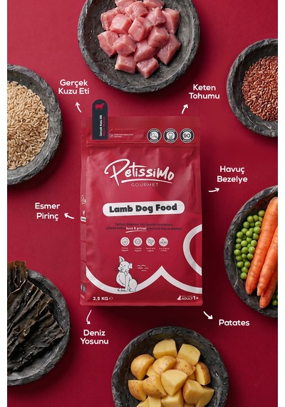Petissimo Gourmet Gerçek Kuzu Etli Ve Esmer Pirinçli Premium Yetişkin Köpek Maması 2,5 Kg - Düşük Tahıllı