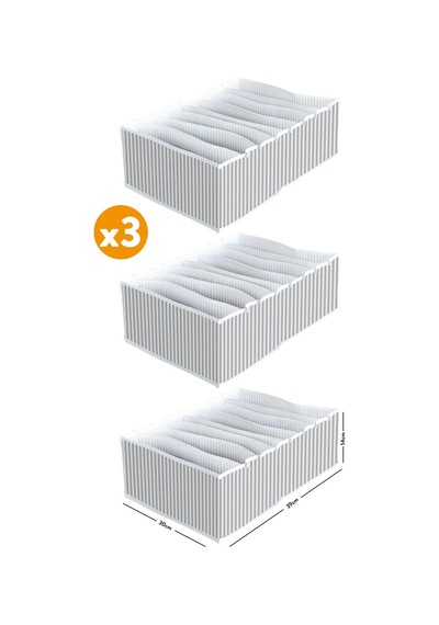 Esti 3 Adet - 8 Gözlü Çekmece Içi Akordiyon Organizer - Xlarge 30x39x14 Cm Beyaz 3xl